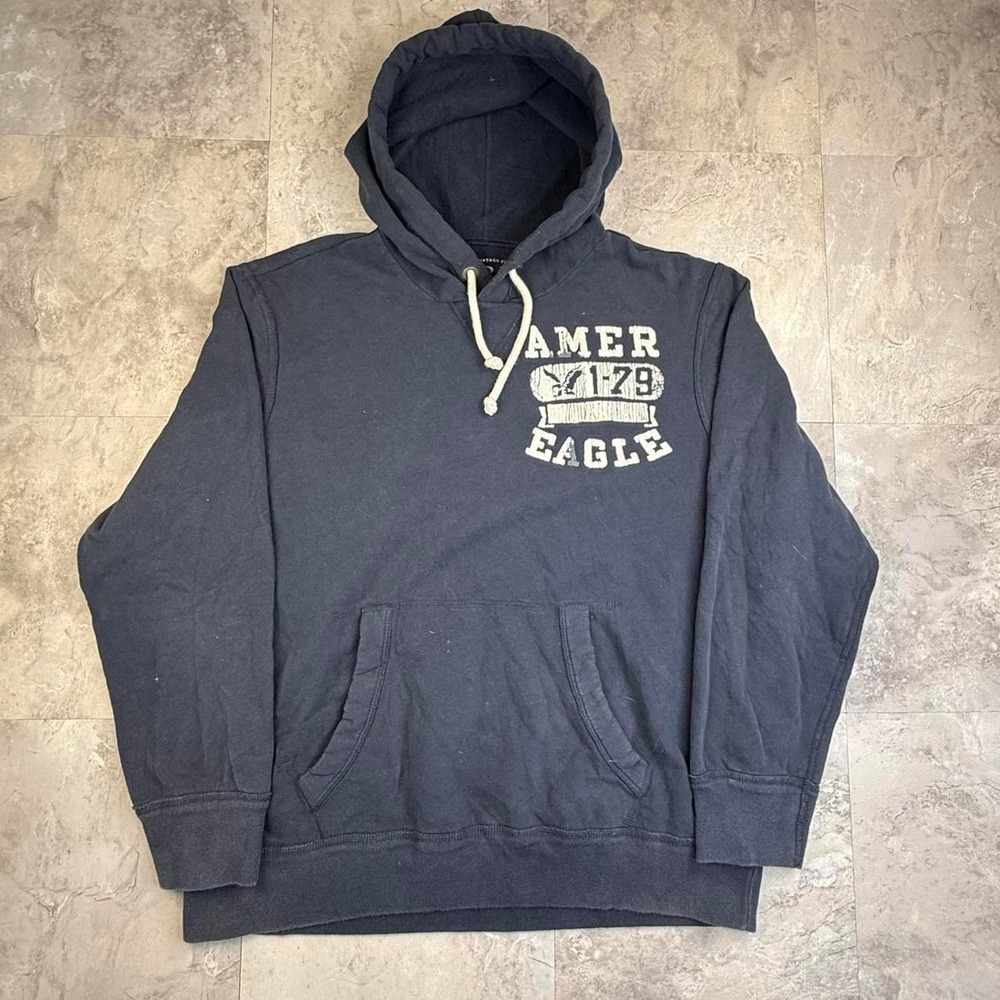 Y2K american eagle design navy hoodie size xl